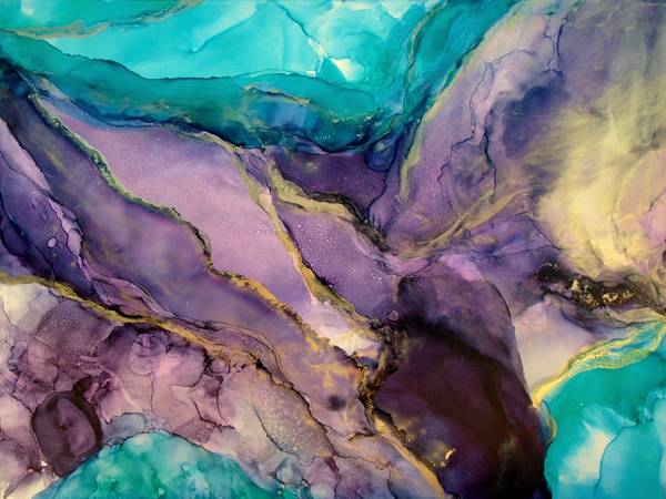 Vibrant Multi colored Alcohol Ink Canvas Wall Art,
