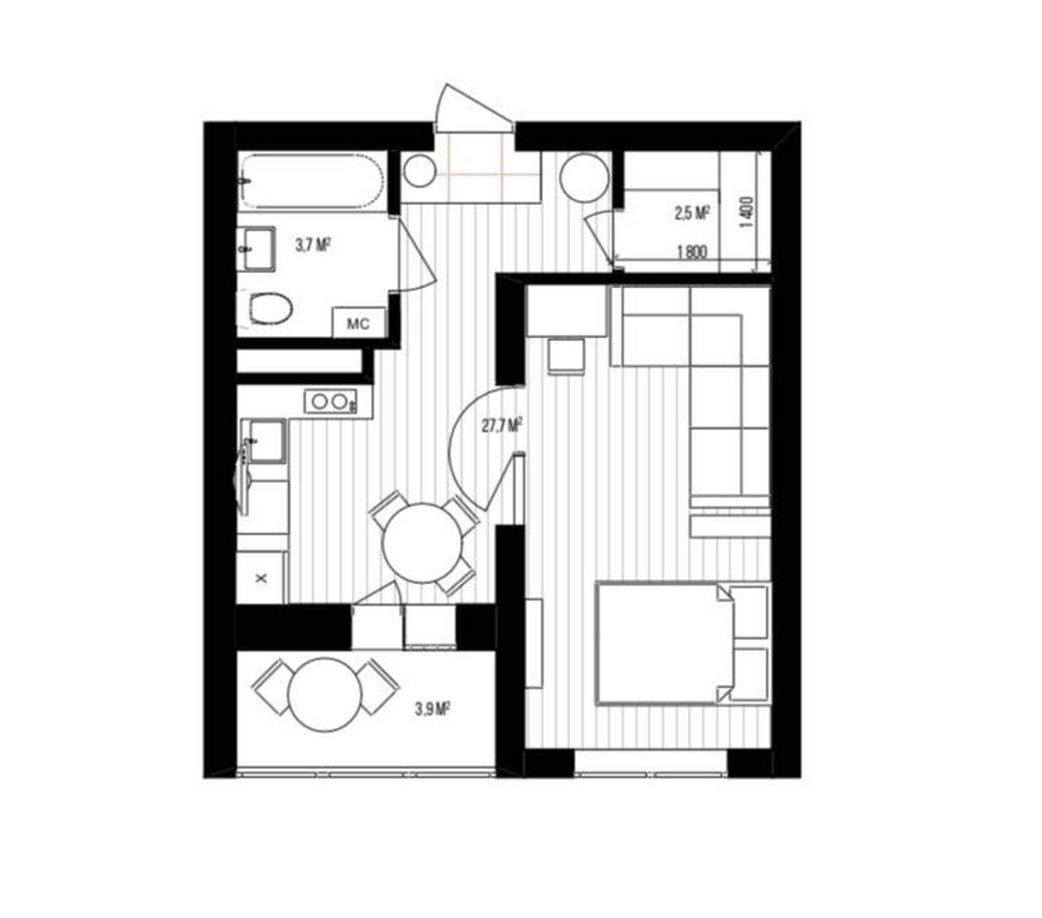 На фото - Дизайн однокомнатной квартиры: 8 фото и планировка
				