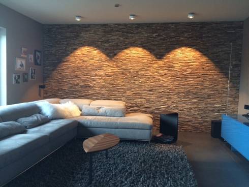 steinwand wohnzimmer mnchen, wandverkleidung aus holz by bs - holzdesign | homify, Design ideen