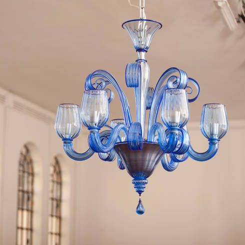 Lampadario in vetri di murano lampadario moderno blu trasparente ... Lampadario murano moderno