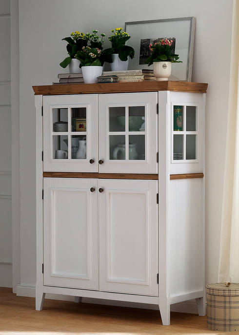 Highboard Malin 2-türig Kommode Anrichte Landhausmöbel Weiß Natur ... Highboard Malin 2-türig Kommode Anrichte Landhausmöbel Weiß Natur ...