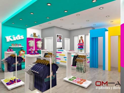 Diseño interior de tienda de ropa para niños von om-a arquitectura y ... Diseño interior de tienda de ropa para niños von om-a arquitectura y ...