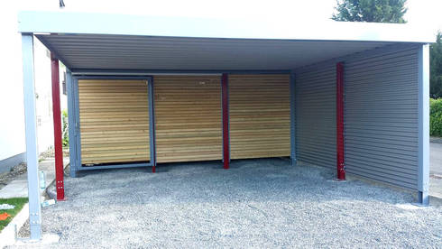 Doppelcarport mit Geräteraum von Carport-Schmiede GmbH + Co. KG | homify Doppelcarport mit Geräteraum von Carport-Schmiede GmbH + Co. KG | homify