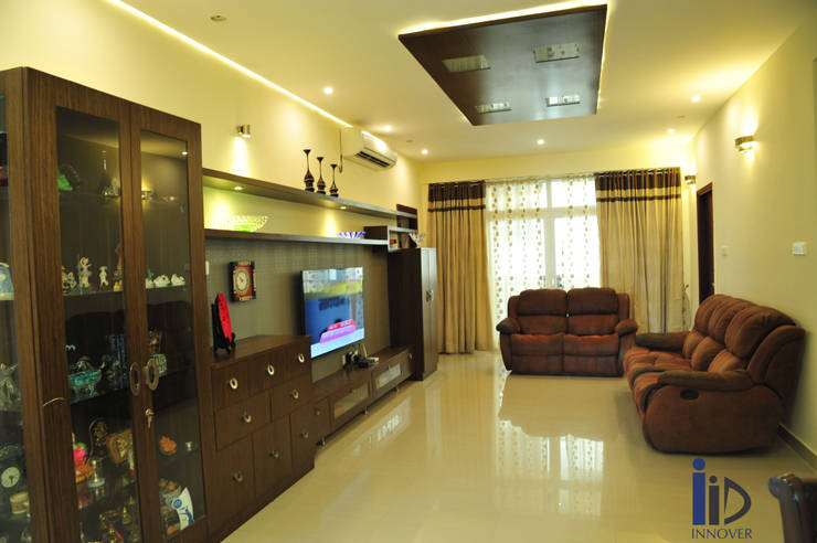 Apartment In Hyderabad By Innover Interior Designs Homify Family Room Tv Unit False Ceiling By Innover Interior Designs
