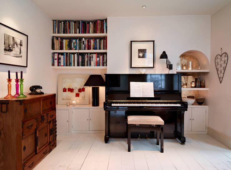 piano keyboard in living room