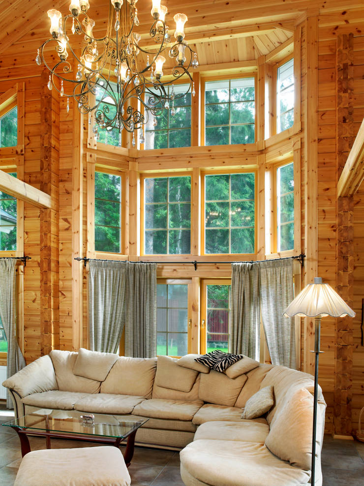 Wohlfühlhaus:  Wohnzimmer von Woody-Holzhaus - Kontio