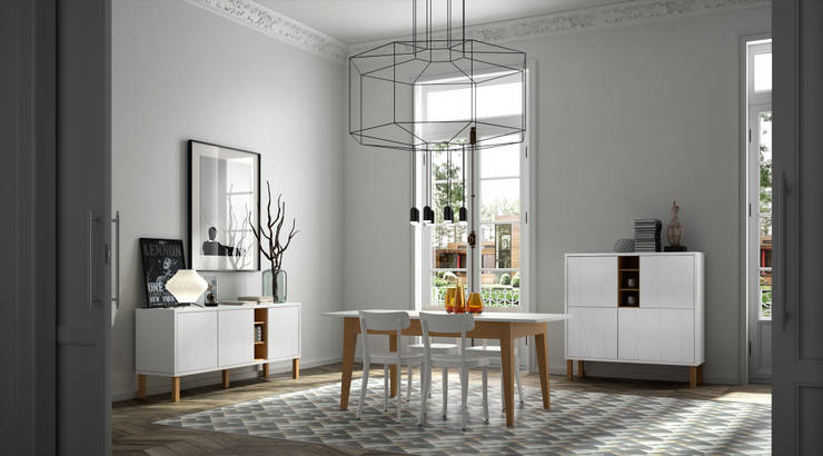 Niche with Pattern Collection / Cupboard, Sideboard and Dining Table: Sala de jantar  por Temahome