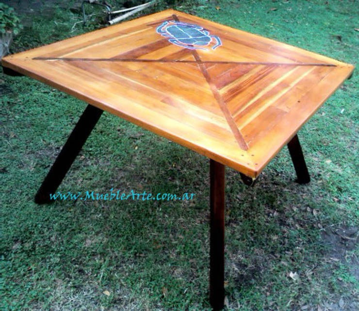 Mesa comedor hecha con madera reciclada y piedra. von MuebleArte ... Mesa comedor hecha con madera reciclada y piedra. von MuebleArte ...