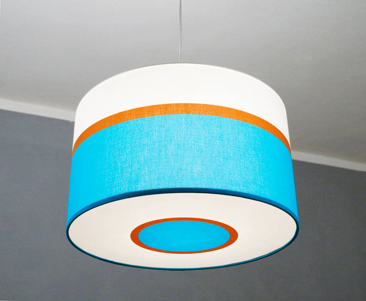 Retro Designerlampe In Blau Türkis Braun Und Weiß Von Lichtwurf