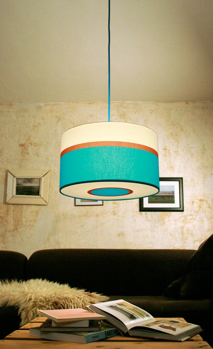 Retro Designerlampe In Blau Türkis Braun Und Weiß Von Lichtwurf