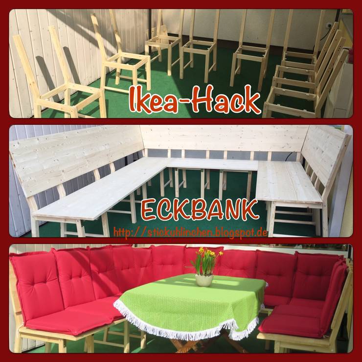 eckbank selber bauen ikea, diy ikea hack - aus 8 stühlen wird eine große eckbank bzw. lounge, Design ideen