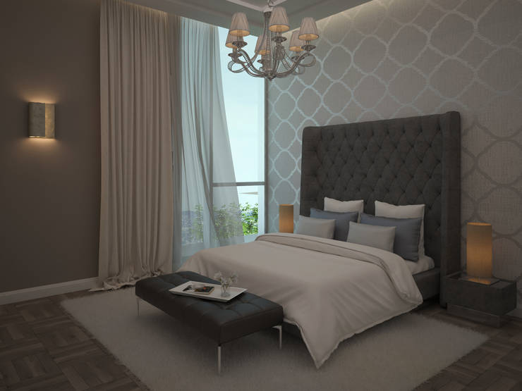 Diseño de Habitación Moderna, Gabriela Afonso Gabriela Afonso Cuartos de estilo moderno Gris