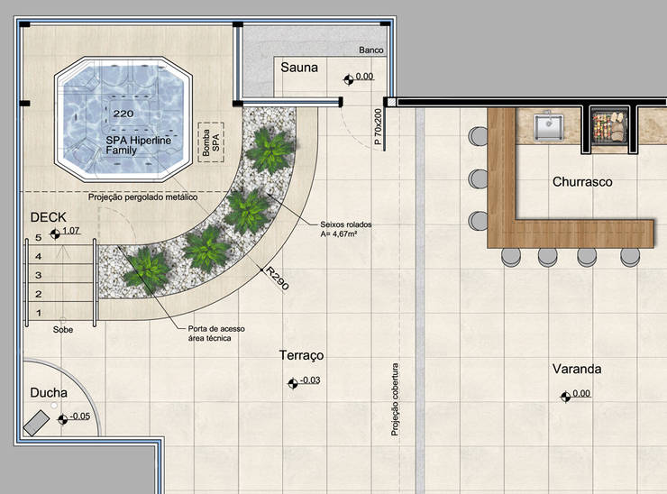 Projeto para sauna e SPA em cobertura de prédio residencial por ...