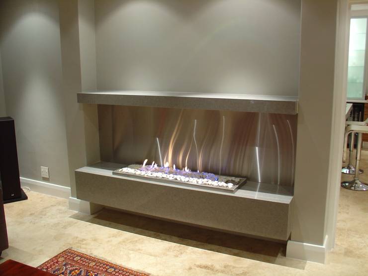 Novent Flue Less Gas Fireplaces By Hyper Lighting And Fires Homify Novent 1200x330mm S Steel Drop In Grate White Pebbles By Hyper Lighting And
