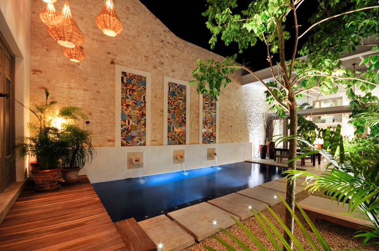 Casa mexicana con un patio interior maravilloso