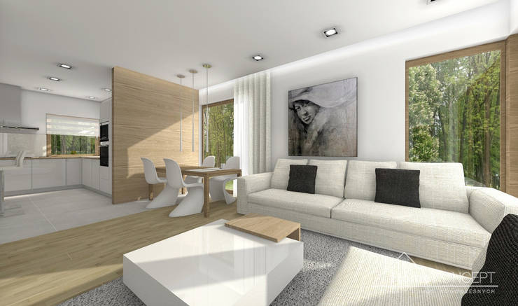  Ruang Keluarga by HomeKONCEPT | Projekty Domów Nowoczesnych