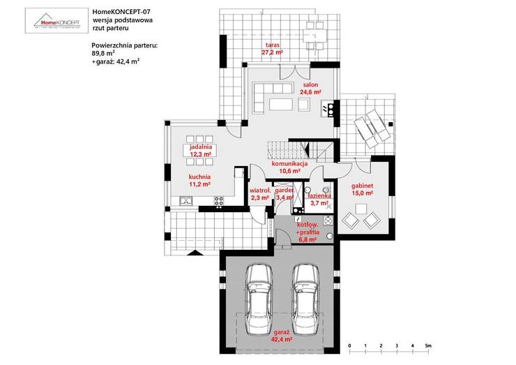 Casas de estilo  por HomeKONCEPT | Projekty Domów Nowoczesnych