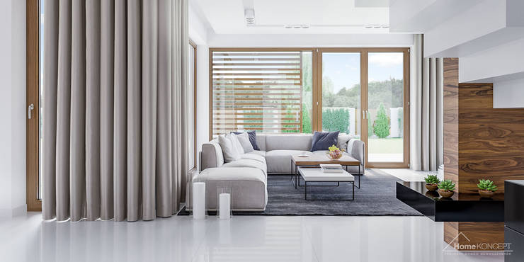 Livings de estilo  por HomeKONCEPT | Projekty Domów Nowoczesnych