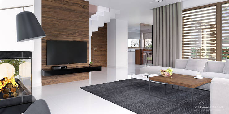 Livings de estilo  por HomeKONCEPT | Projekty Domów Nowoczesnych