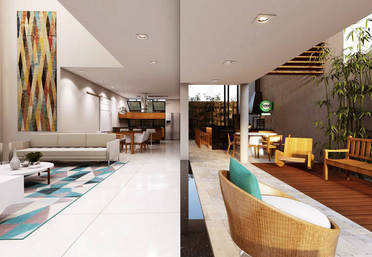 Salas / recibidores de estilo  por Lozí - Projeto e Obra