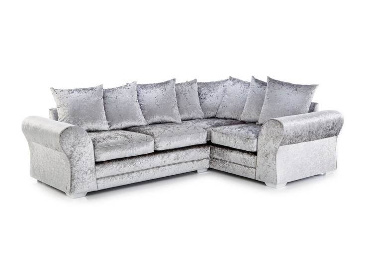 Crushed Velvet Corner Sofas Silver And Black By In Fashion Silver Crushed Velvet Corner Sofa Living Room By Sofas In Fashion