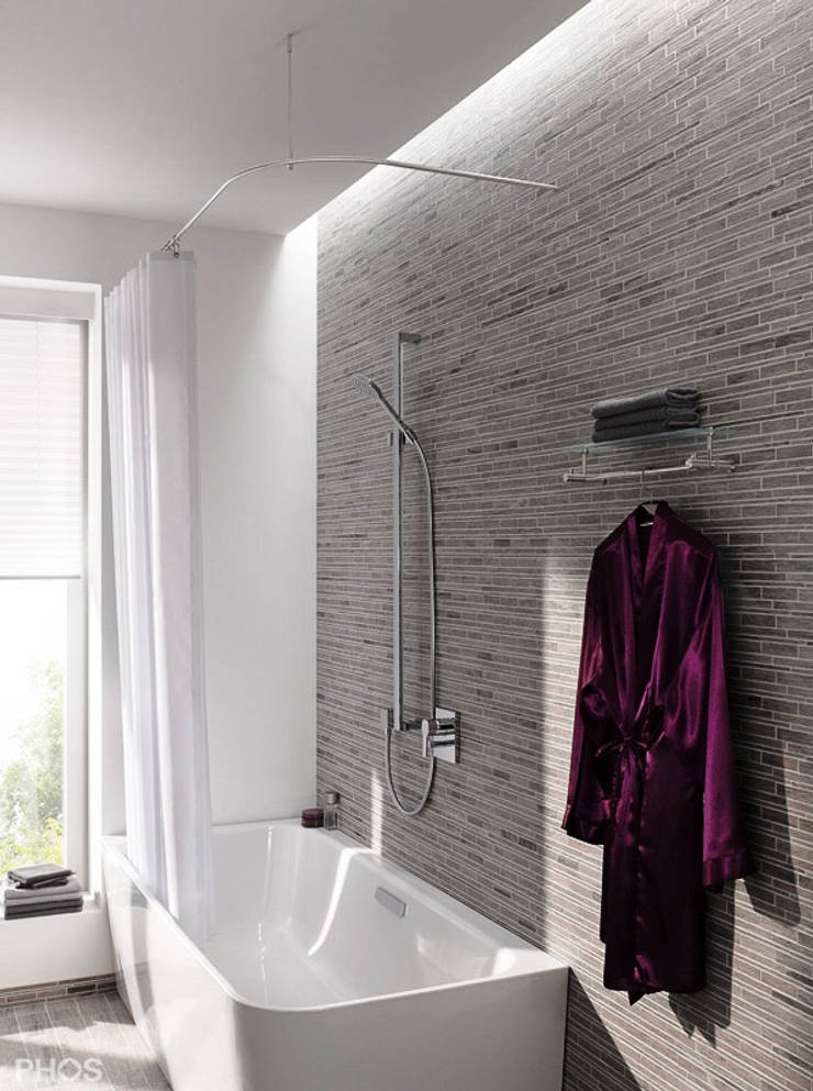 duschvorhange fur badewannen textil, duschvorhangstangen mit design-anspruch von phos design gmbh | homify, Innenarchitektur