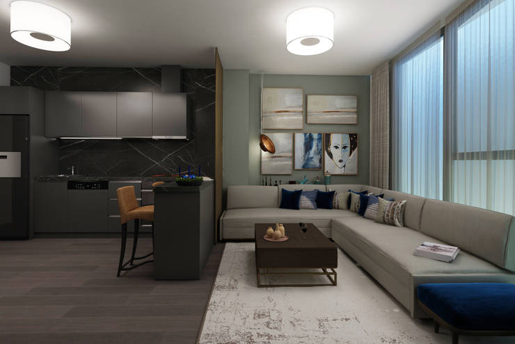 EZGİ AYDOGDU İçmimarlık Danışmanlık ve İnşaat Hiz. – Nef03_Konut :  tarz Oturma Odası