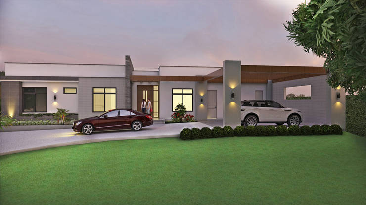 Diseño de Casa Moderna en Un piso, área construida 500 M2 por