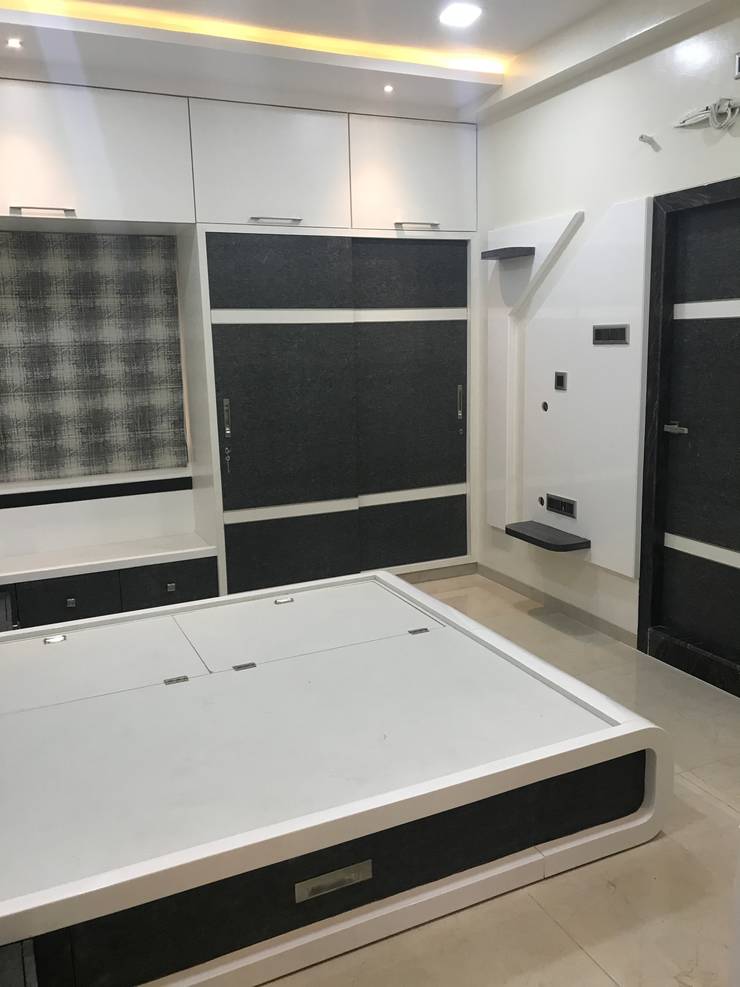 Luxury Interior Design 3 BHK Flat by Nabh Design ... We created this packages based on essential need in foyer, kitchen, bedroom, living room, bathroom area.