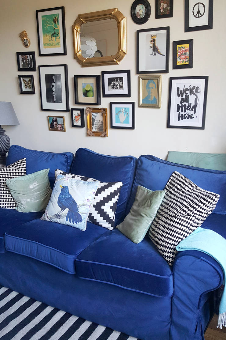Replacement slipcovers IKEA Ektorp Sofabed with blue velvet covers by