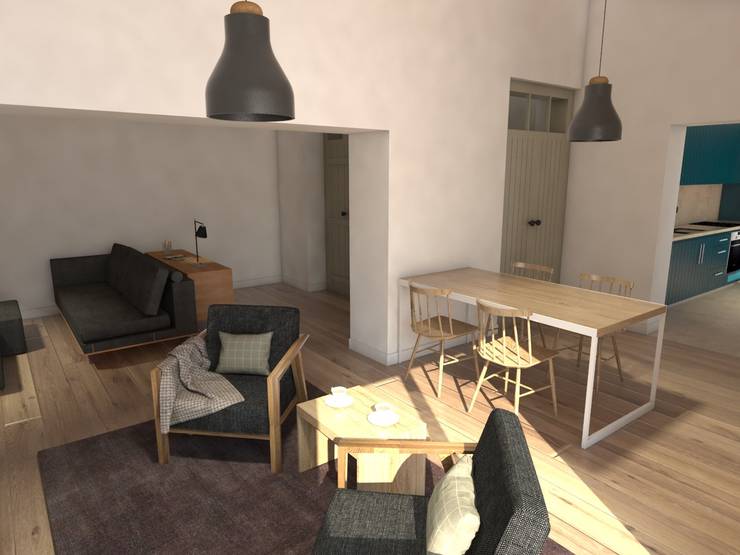 Projekty,  Salon zaprojektowane przez Grupo Norma