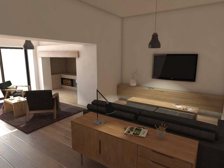 Projekty,  Salon zaprojektowane przez Grupo Norma