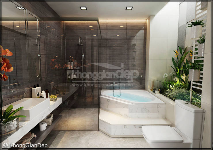 WC:  Phòng tắm by Công ty cổ phần đầu tư xây dựng Không Gian Đẹp 
