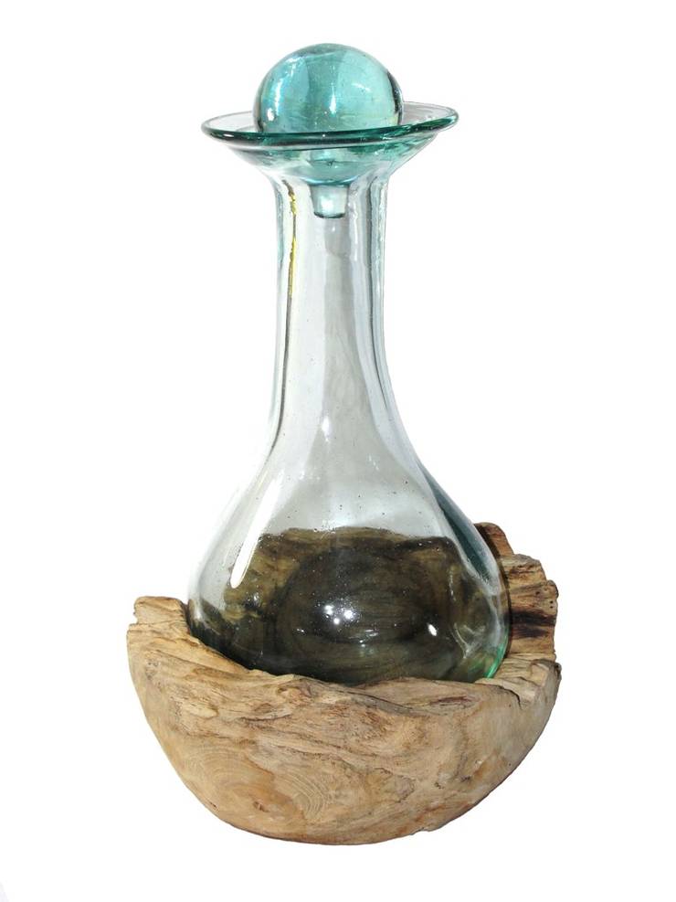 Glasvasen Blumenvasen Dekovasen Glas Krüge Karaffen Karaffe Glaskaraffe Weinkaraffe Individuell Auf Wurzelholz Wohnzimmer Von Sawa Gbr