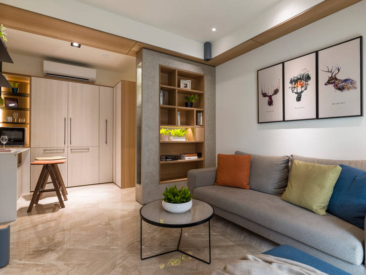 澄淨舒心:  客廳 by 楊允幀空間設計