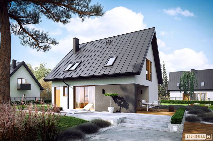 Casas unifamiliares de estilo  por Pracownia Projektowa ARCHIPELAG