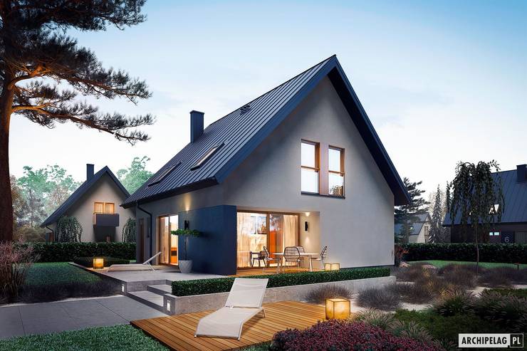 Casas unifamiliares de estilo  por Pracownia Projektowa ARCHIPELAG