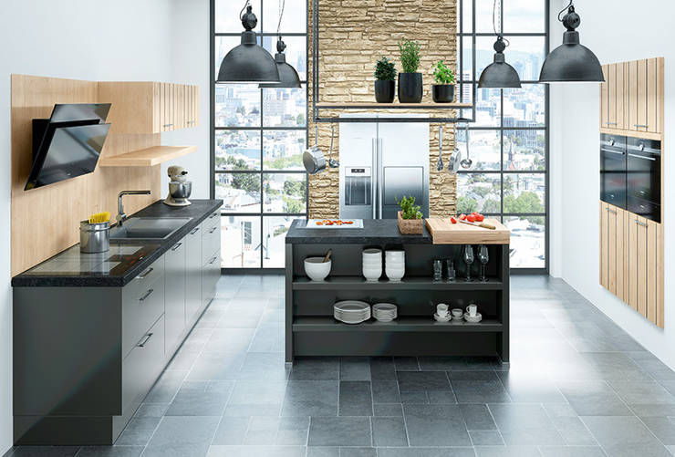 Premium Siemens Marquardt Küchen Küchenzeile Granit Schwarz Industrial,Design,Kochinsel