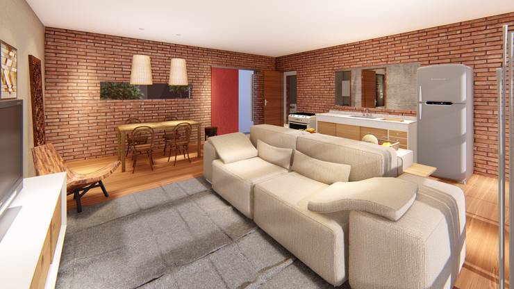 Salas / recibidores de estilo  por Pedro Aguiar Arquitetura + Obra