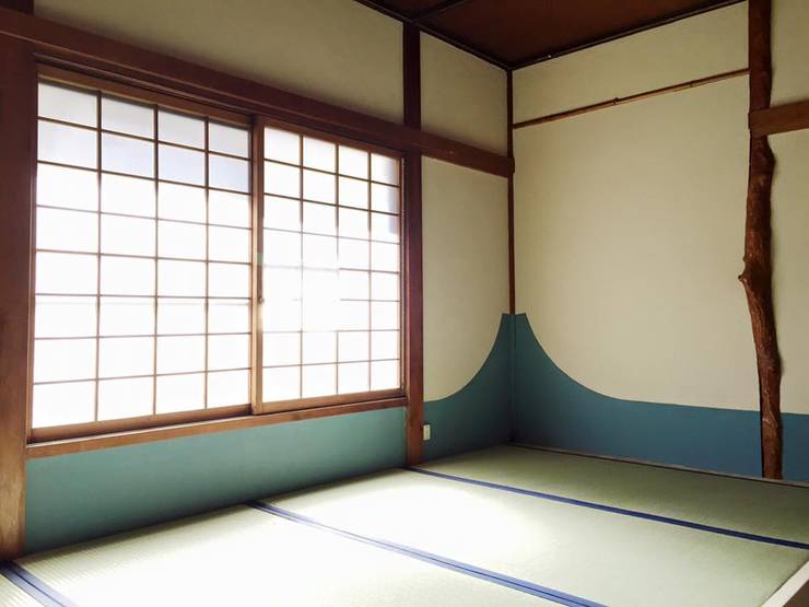 茶室の腰貼りを富士山のモチーフでアレンジ。 Lods一級建築士事務所 商業空間 ホテル