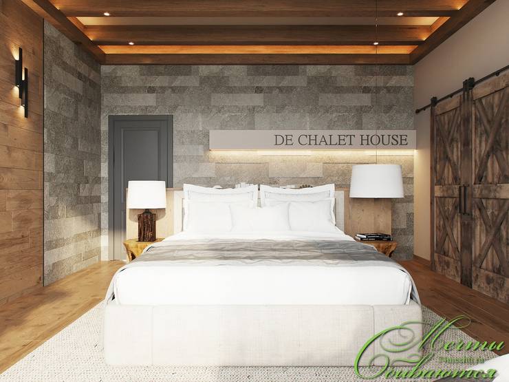 Спальня DE CHALET HOUSE: Спальни в . Автор – Компания архитекторов Латышевых 'Мечты сбываются'