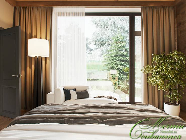 Спальня DE CHALET HOUSE: Спальни в . Автор – Компания архитекторов Латышевых 'Мечты сбываются'