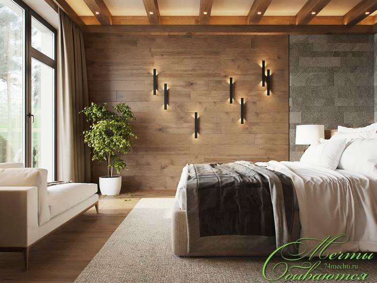 Спальня DE CHALET HOUSE: Спальни в . Автор – Компания архитекторов Латышевых 'Мечты сбываются'