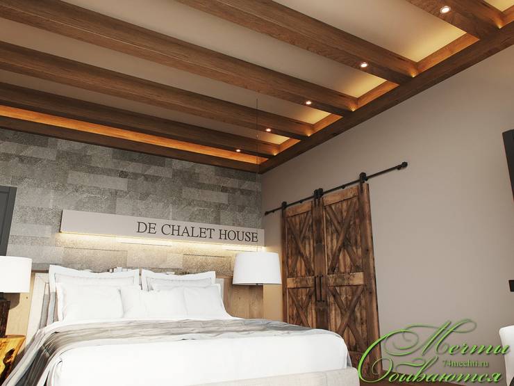 Спальня DE CHALET HOUSE: Спальни в . Автор – Компания архитекторов Латышевых 'Мечты сбываются'