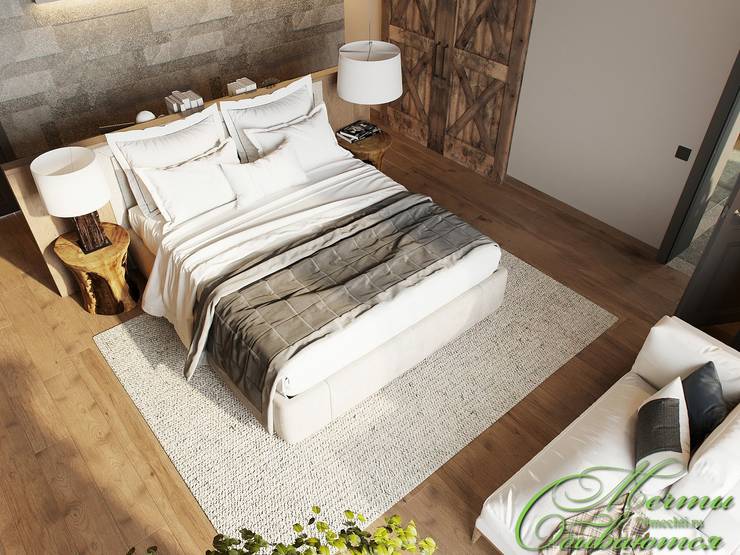 Спальня DE CHALET HOUSE: Спальни в . Автор – Компания архитекторов Латышевых 'Мечты сбываются'