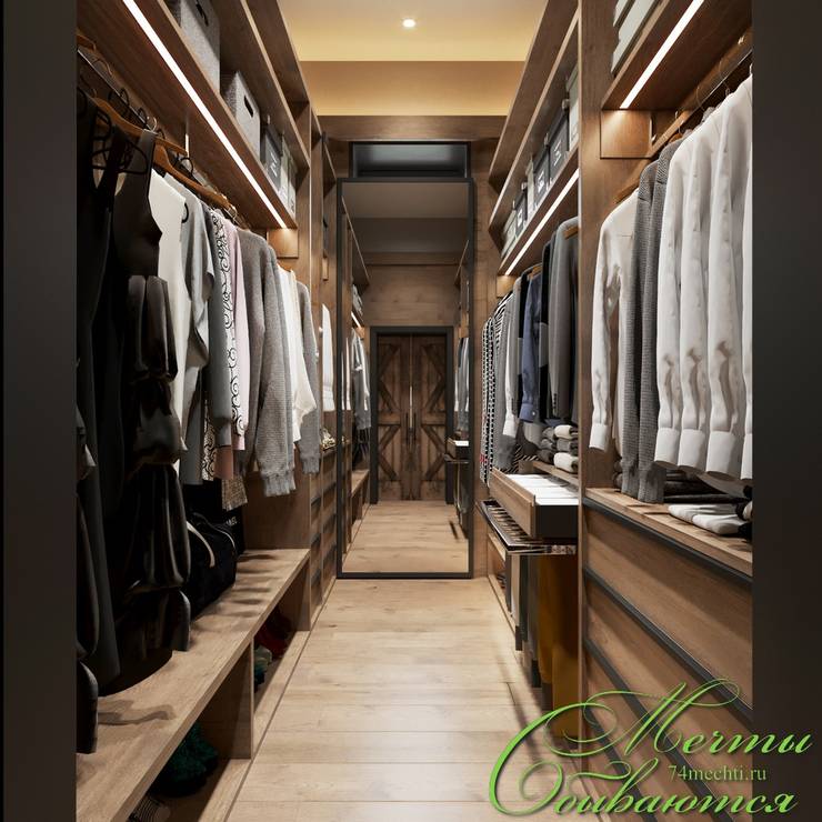 Спальня DE CHALET HOUSE: Гардеробные в . Автор – Компания архитекторов Латышевых 'Мечты сбываются'