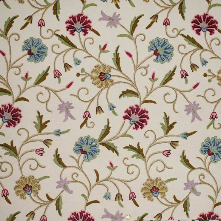 Vintage Fl Traditional Hand Embroidered Cotton Crewel Fabric By Vintage Hand Embroidered Cotton Crewel Fabric By The Yard Bedroom Kashmir Valley Arts