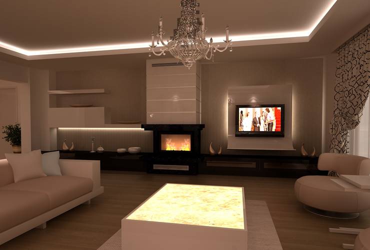 HEBART MİMARLIK DEKORASYON HZMT.LTD.ŞTİ. – Sinpaş lagün İris tip villa iç dekorasyonu:  tarz Oturma Odası