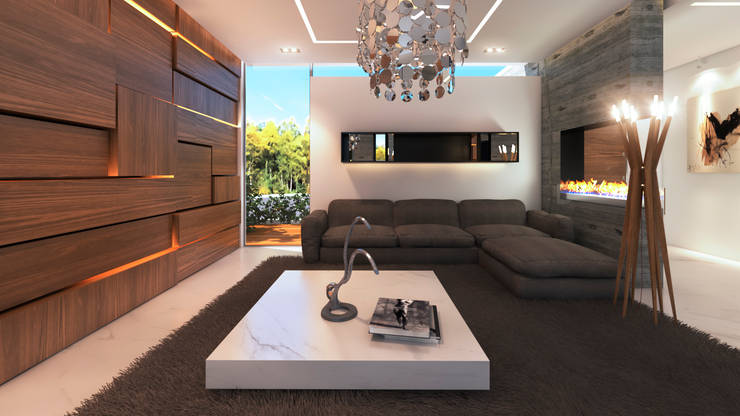 Casa Imozulu CDMX: Salas de estilo  por Besana Studio
