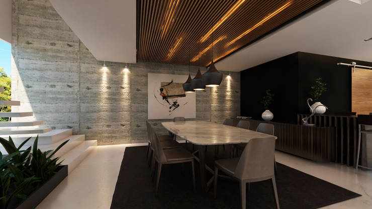 Casa Imozulu CDMX: Comedores de estilo  por Besana Studio